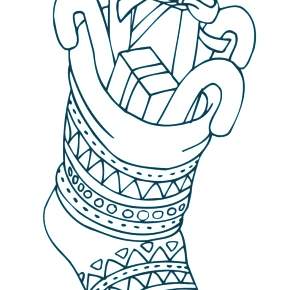 Раскраска новогодний носок Раскраска новогодний носок