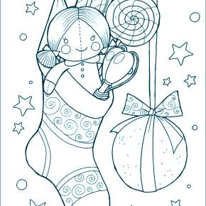 Раскраска новогодний носок Раскраска новогодний носок