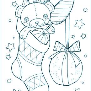 Раскраска новогодний носок Раскраска новогодний носок