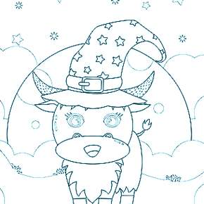 Раскраска Быка на Новый год