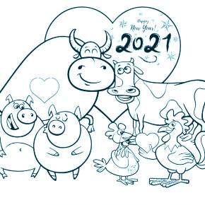 Раскраска Быка на Новый год