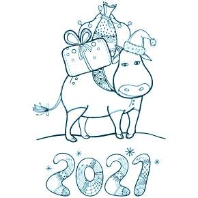 Раскраска Быка на Новый год
