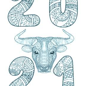 Раскраска Быка на Новый год