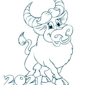 Раскраска Быка на Новый год