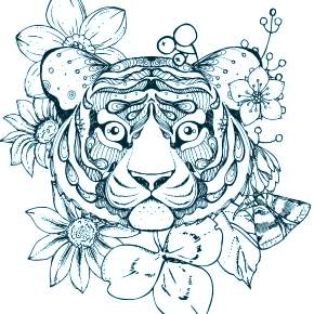 Раскраски Тигров на Новый год Раскраски Тигров на Новый год