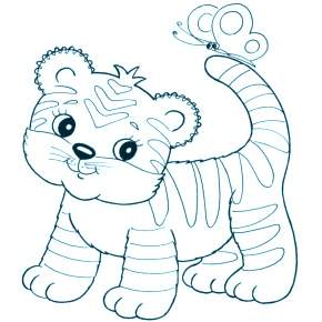 Раскраски Тигров на Новый год Раскраски Тигров на Новый год
