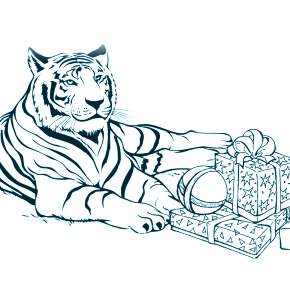 Раскраски Тигров на Новый год Раскраски Тигров на Новый год