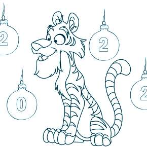 Раскраски Тигров на Новый год Раскраски Тигров на Новый год