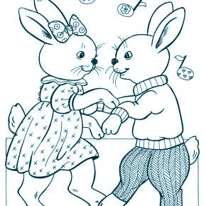 Раскраска Кроликов на Новый год Раскраска Кроликов на Новый год