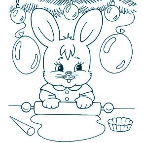 Раскраска Кроликов на Новый год Раскраска Кроликов на Новый год