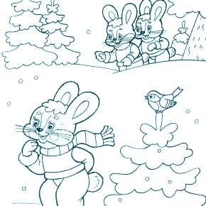 Раскраска Кроликов на Новый год Раскраска Кроликов на Новый год