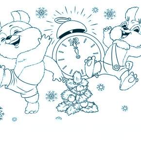 Раскраска Кроликов на Новый год Раскраска Кроликов на Новый год