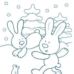 Раскраска Кроликов на Новый год Раскраска Кроликов на Новый год