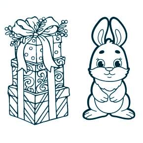 Раскраска Кроликов на Новый год Раскраска Кроликов на Новый год