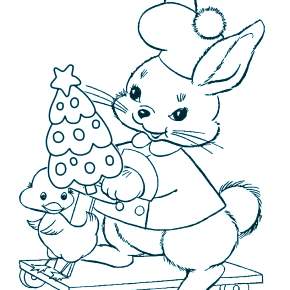 Раскраска Кроликов на Новый год Раскраска Кроликов на Новый год