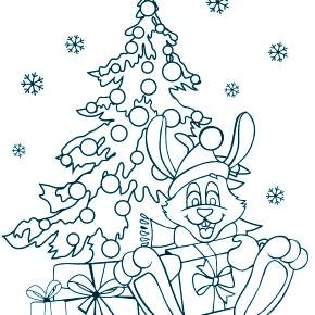 Раскраска Кроликов на Новый год Раскраска Кроликов на Новый год