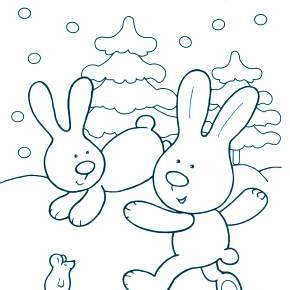 Раскраска Кроликов на Новый год Раскраска Кроликов на Новый год