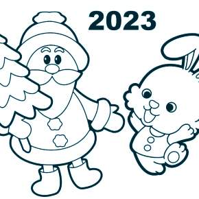 Раскраска Кроликов на Новый год Раскраска Кроликов на Новый год