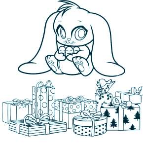 Раскраска Кроликов на Новый год Раскраска Кроликов на Новый год