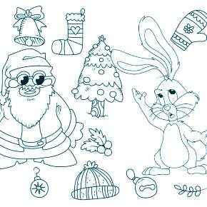Раскраска Кроликов на Новый год Раскраска Кроликов на Новый год