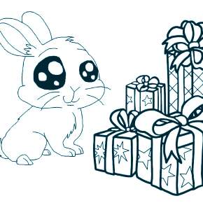 Раскраска Кроликов на Новый год Раскраска Кроликов на Новый год
