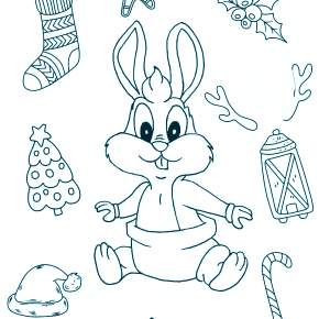 Раскраска Кроликов на Новый год Раскраска Кроликов на Новый год