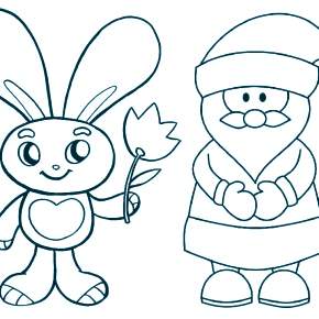 Раскраска Кроликов на Новый год Раскраска Кроликов на Новый год