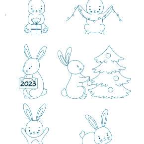 Раскраска Кроликов на Новый год Раскраска Кроликов на Новый год