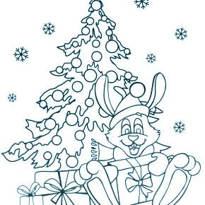 Раскраска Кроликов на Новый год Раскраска Кроликов на Новый год