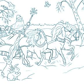 Раскраски Лошади на Новый год Раскраски Лошади на Новый год