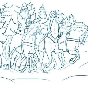 Раскраски Лошади на Новый год Раскраски Лошади на Новый год
