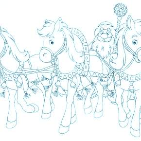 Раскраски Лошади на Новый год Раскраски Лошади на Новый год