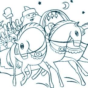 Раскраски Лошади на Новый год Раскраски Лошади на Новый год