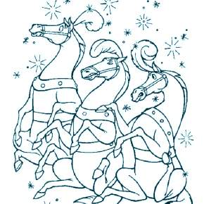 Раскраски Лошади на Новый год Раскраски Лошади на Новый год