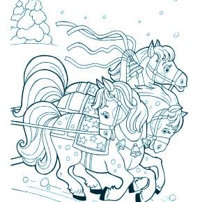 Раскраски Лошади на Новый год Раскраски Лошади на Новый год