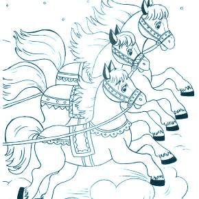 Раскраски Лошади на Новый год Раскраски Лошади на Новый год
