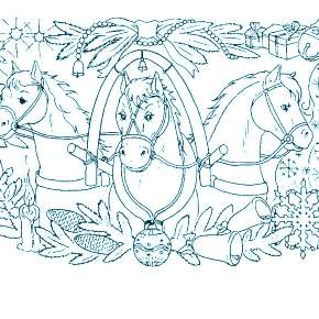 Раскраски Лошади на Новый год Раскраски Лошади на Новый год