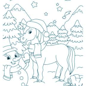 Раскраски Лошади на Новый год Раскраски Лошади на Новый год