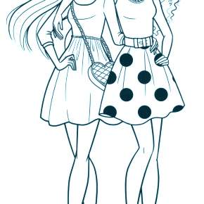 Раскраска Модницы Раскраска Модницы