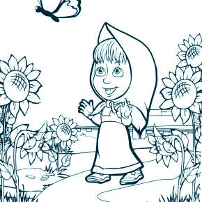 Раскраска Маша и Медведь