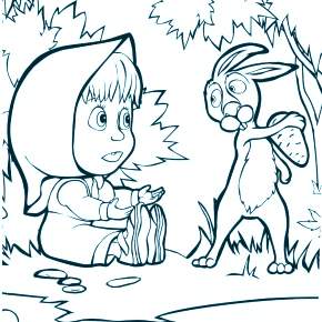 Раскраска Маша и Медведь