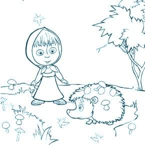 Раскраска Маша и Медведь