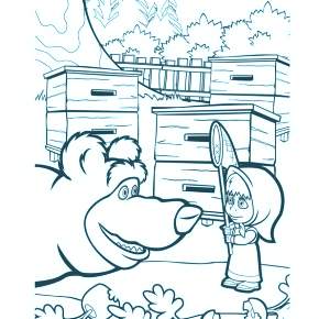 Раскраска Маша и Медведь