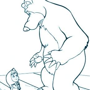 Раскраска Маша и Медведь