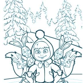 Раскраска Маша и Медведь