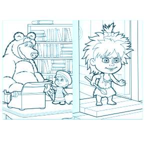 Раскраска Маша и Медведь