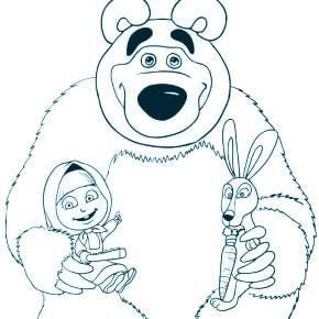 Раскраска Маша и Медведь