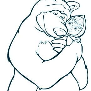 Раскраска Маша и Медведь