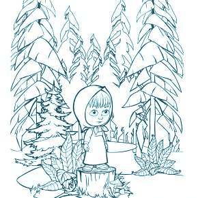 Раскраска Маша и Медведь