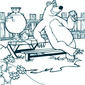 Раскраска Маша и Медведь